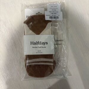 Hoka Brown and White Merino Trail Socks